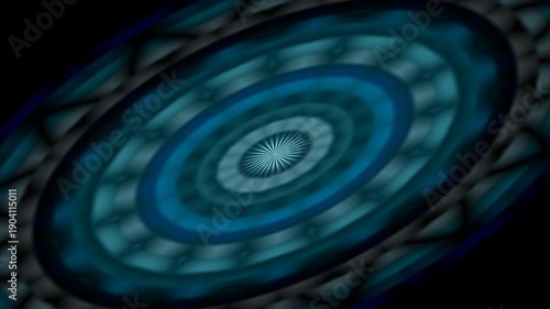 A mesmerizing circular pattern with swirling gradients of blue and black tones