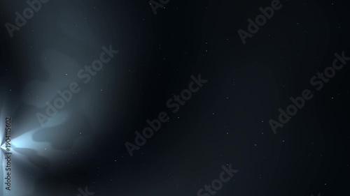 A dark, abstract background with a glowing central burst and faint stars scattered