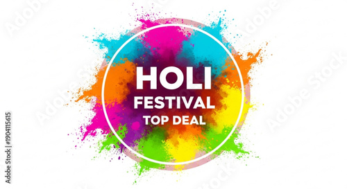 Holi festival colorful powder splatter with top deal promotion