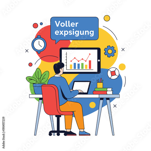 A cartoon baby sitting on a red triangle sign