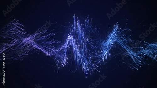 Abstract Blue Light Trails on Dark Background.