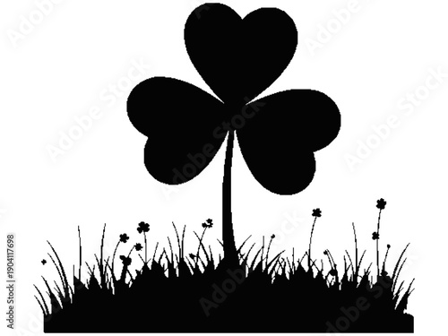 vector illustration of a shamrock - silhouette of three leaf clover