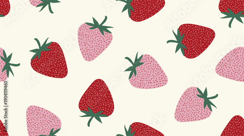 Strawberry pattern Seamless pattern with strawberries background.Pink pattern with hand drawn strawberries.Monochrome drawing. For background, packaging, textile.