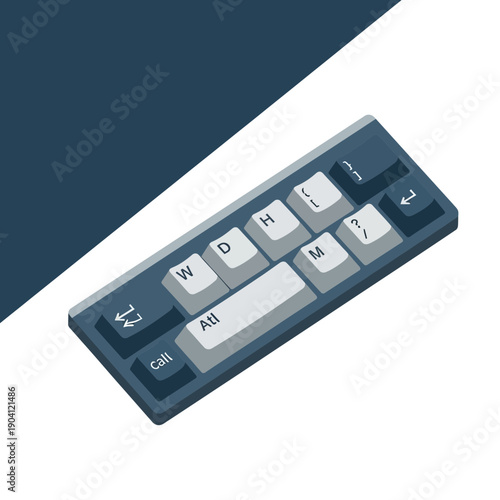 Abstract digital keyboard with gaming keys and call button