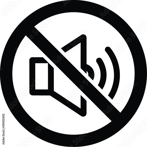 No sound line art icon isolated on transparent background silhouette