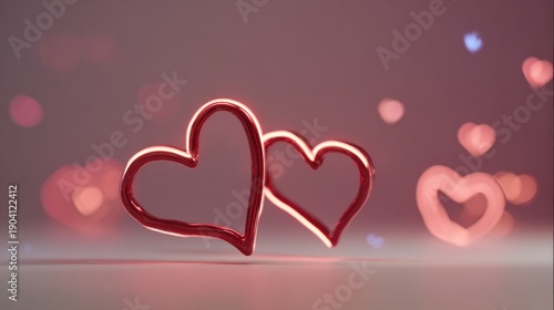 Beautiful glowing red hearts forming a romantic atmosphere with soft bokeh background for love and affection themed projects and creative designs