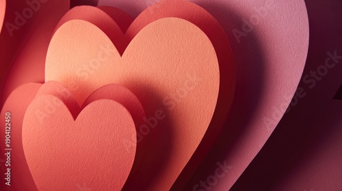 Beautifully Crafted Paper Hearts in Shades of Pink and Red, Layered for a Stunning Visual Effect Ideal for Romance and Celebration Themes