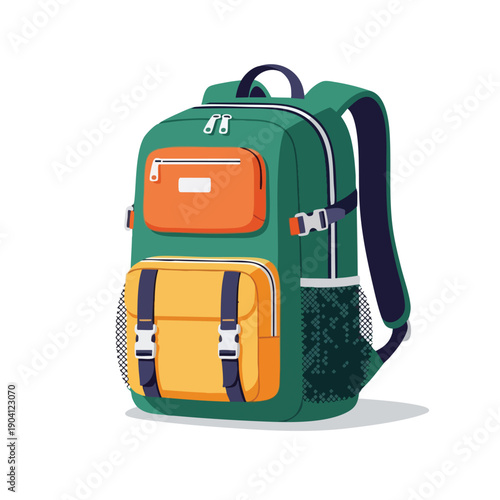 Vibrant Green Backpack with Multiple Pockets