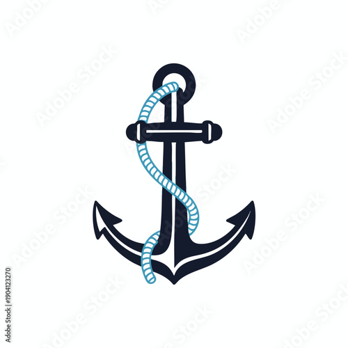 Nautical Anchor Symbol with Rope