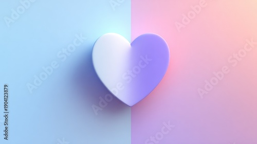 Elegant pastel heart shape on a two-tone background showcasing feelings of love and affection in a modern artistic style with soft gradients