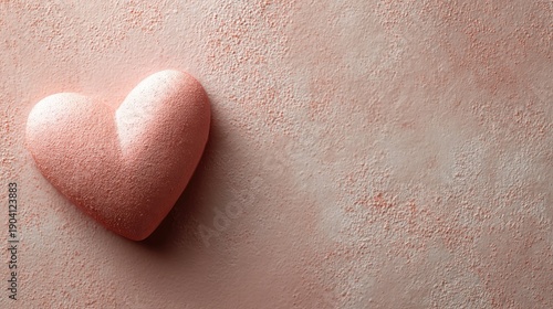 Soft Pink Heart on Textured Background Symbolizing Love, Affection, and Emotion for Valentine's Day or Romantic Occasions in a Minimalist Style