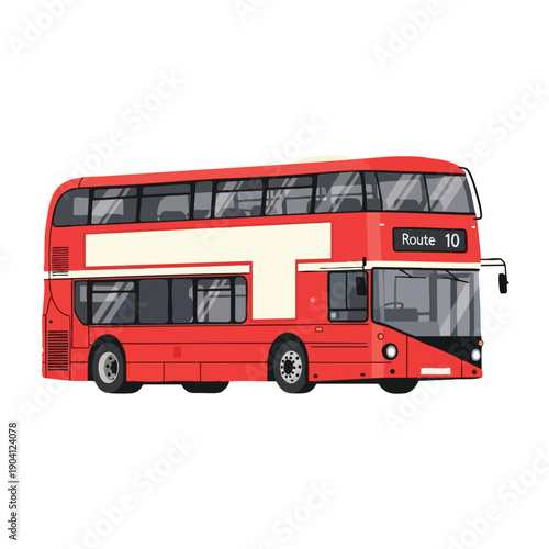 Red Double Decker City Bus Illustration