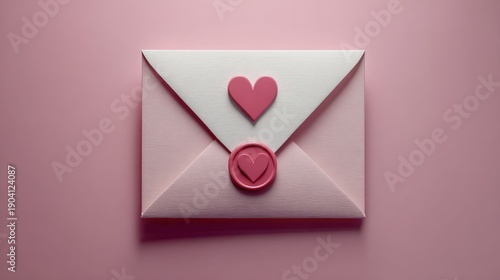 Romantic envelope design featuring pink hearts on a soft pink background, perfect for love letters, invitations, and heartfelt messages of affection.