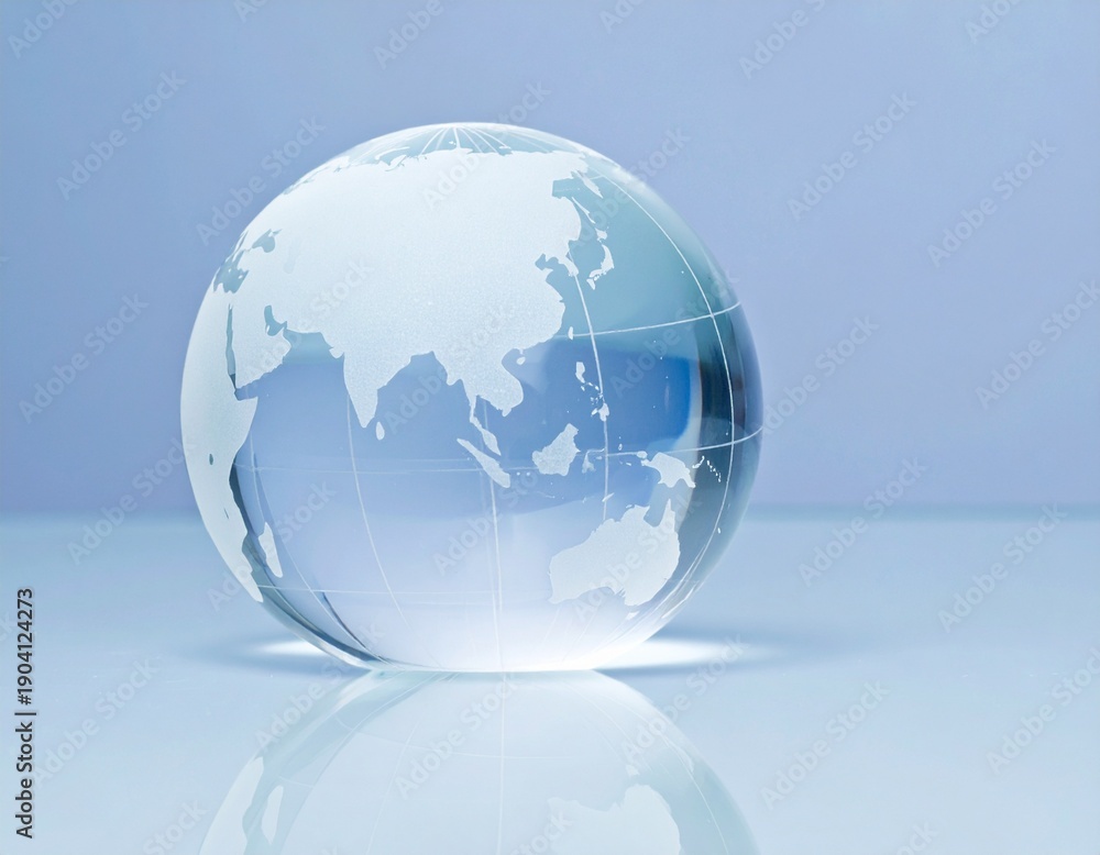 Fototapeta premium glass globe on blue background
