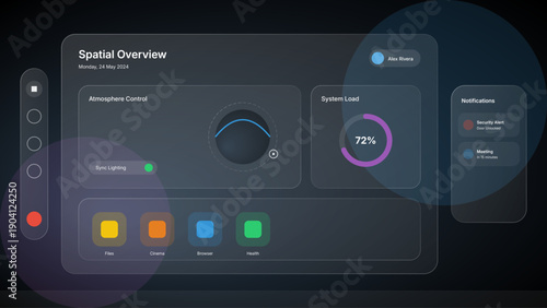 Futuristic Spatial UI Dashboard Concept with Glass morphism Design