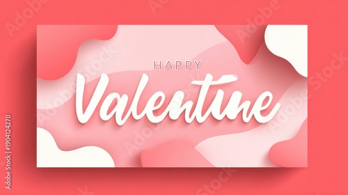 Romantic greeting card design with abstract waves and pink background celebrating love and affection for Valentine's Day and special relationships