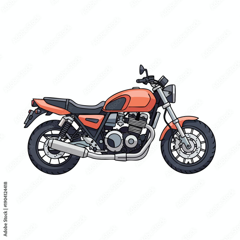 Fototapeta premium Orange Motorcycle Illustration