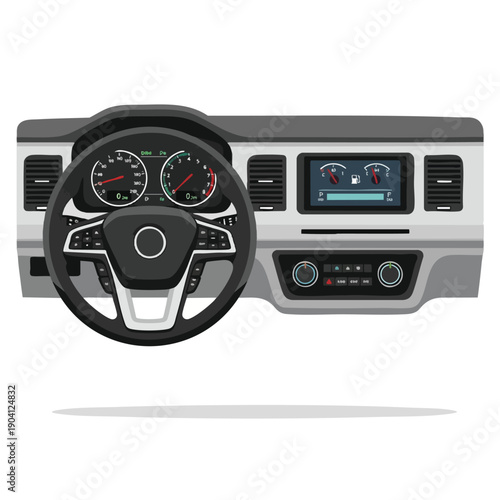 Vehicle Interior Dashboard Illustration
