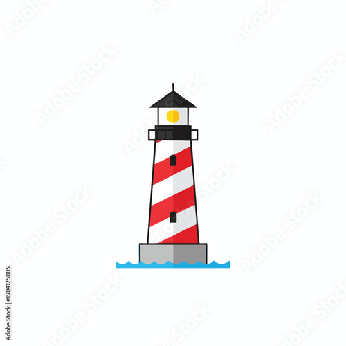 Red and White Striped Lighthouse Icon