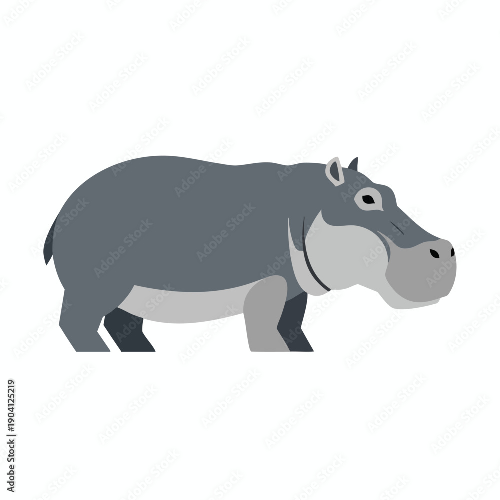 Obraz premium Grey Hippopotamus Illustration
