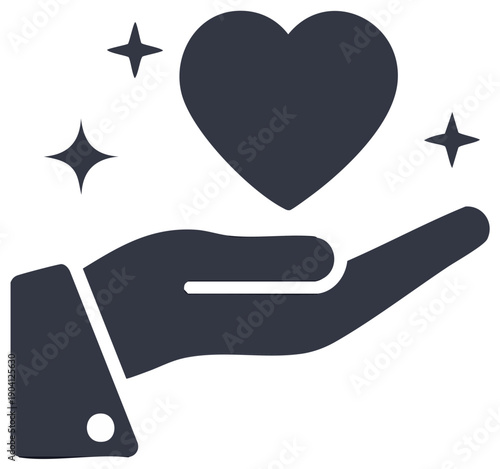 Hand Holding Heart with Stars Symbolizing Love Giving Caring and Support Vector Illustration