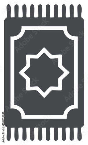 Stylized Islamic prayer rug icon with star pattern and tassels