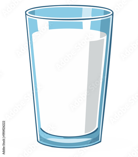 Fresh Milk in Tall Glass Cartoon Illustration for Healthy Drink Concept