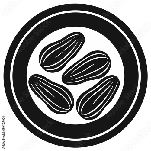 Top view of a bowl filled with raisins, graphic illustration
