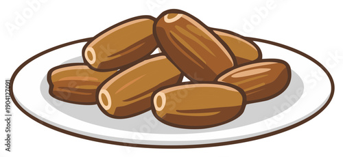 Illustration of fresh dates served on a plate for a healthy eating concept
