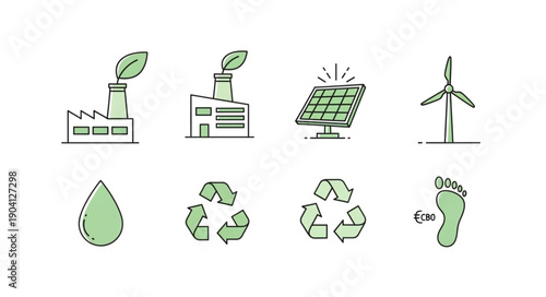 Set of eco friendly energy and environment icons.