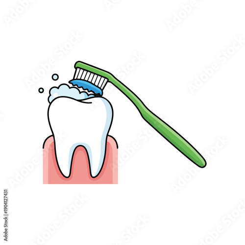 Tooth brushing dental care icon illustration