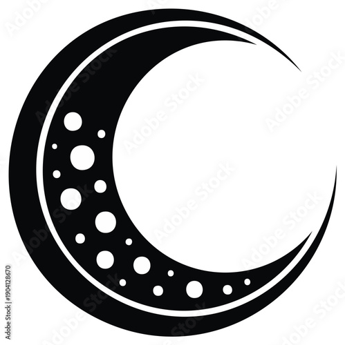 Crescent Moon Graphic with Circles Minimalist Celestial Design for Logo Branding or Decor Night Sky Astrological Motif Decoration
