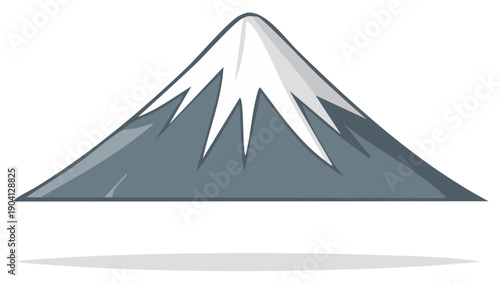 Stylized snow-capped mountain peak, graphic illustration, clean lines, serene landscape element