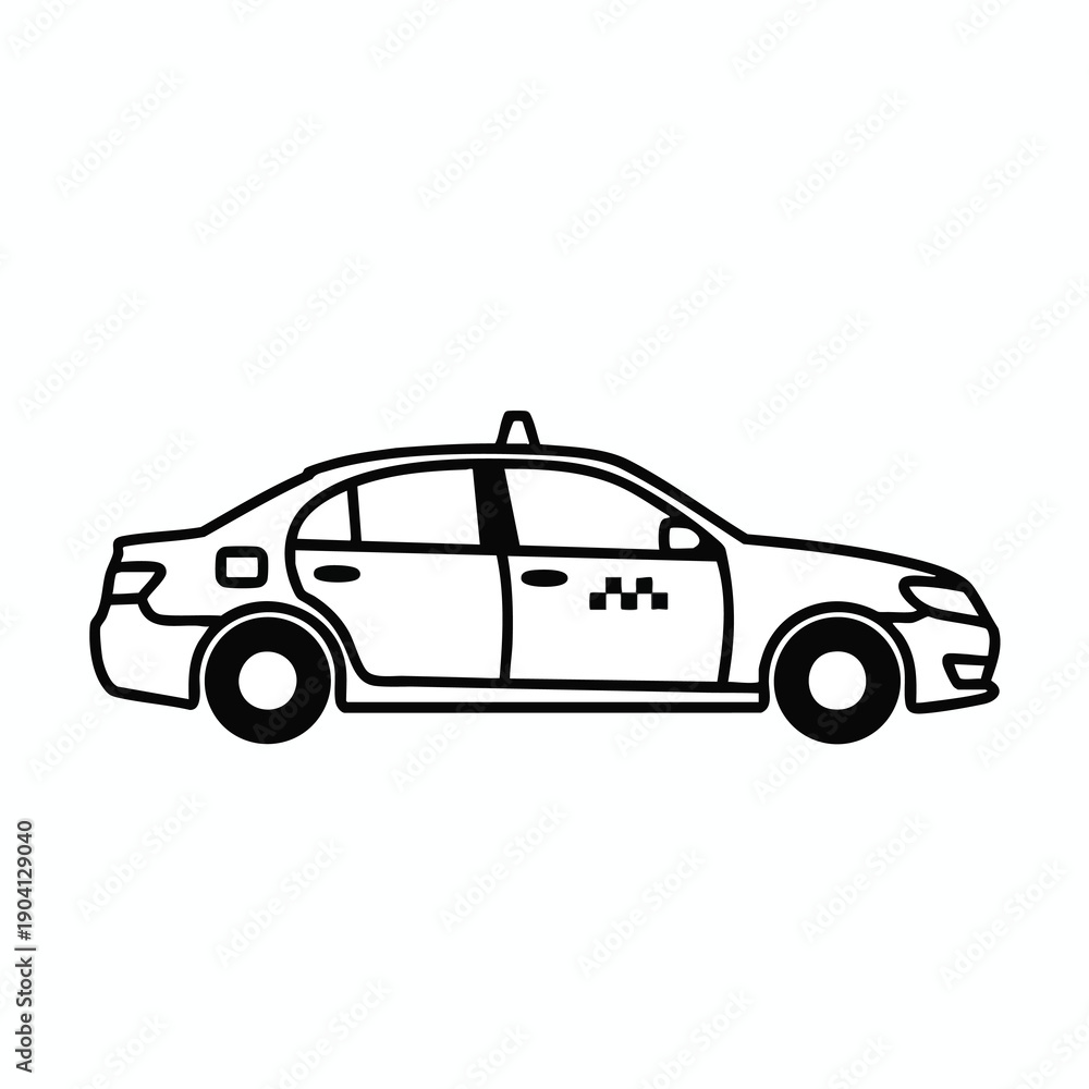 Fototapeta premium Simple Taxi Car Line Art Illustration