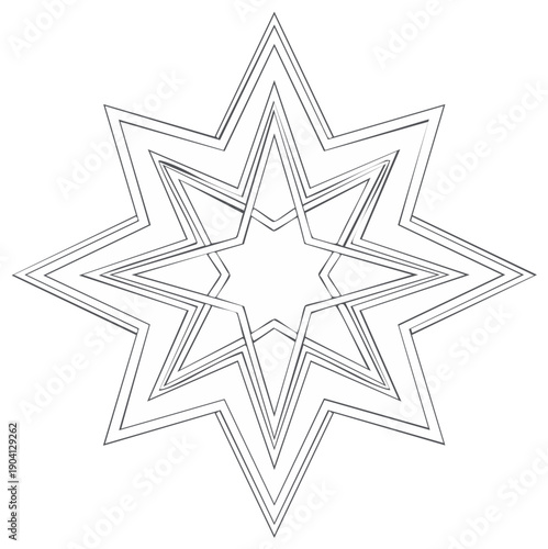 Geometric Starburst Pattern with Multiple Outlines Creates an Abstract Star Graphic, Elegant Holiday Symbol.