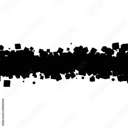 Abstract Black Cubes Scattered on White Background - Chaotic Design Element