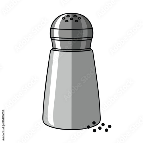 Gray Salt Shaker with Spilled Salt