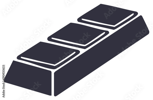 Isometric view of a gold bar, wealth and finance icon, isolated on white background.