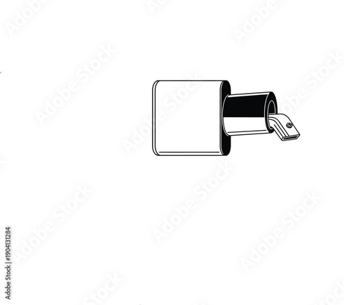 Vector USB flash drive and computer port, isolated on transparent background, png