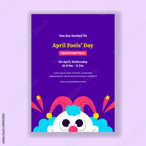 Invitation Design Happy April Fools Day Hand Drawn Flat Cartoon Illustration