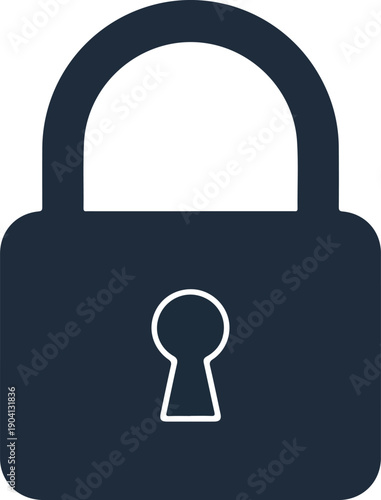Dark Blue Padlock Icon Security Protection Vector Isolated Object