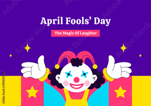 Flat Cartoon Hand Drawn Social Media Background Illustration Happy April Fools Day