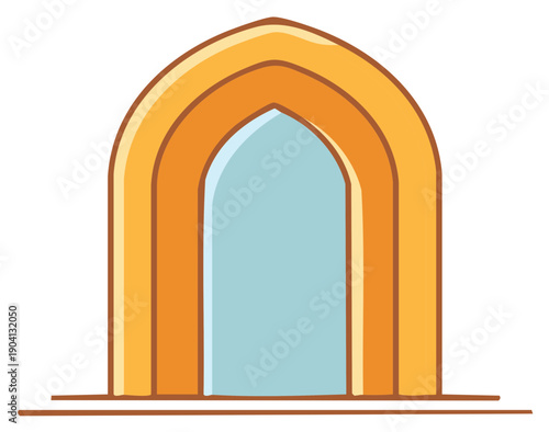 Stylized Archway Entrance With Golden Hues and Light Blue Interior