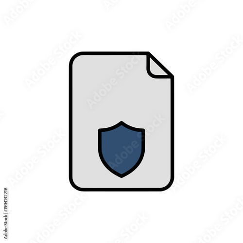 Shield with checkmark icon. Security assured, protection confirmed, or validated safety symbol, flat outline vector.