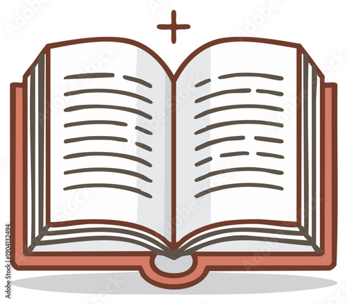 Open Bible with Cross Illustration Sacred Text Religious Symbol Faith Spiritual Education