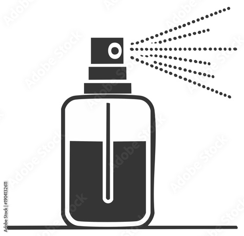 Illustration of a modern spray bottle atomizing liquid perfect for beauty and hygiene concepts