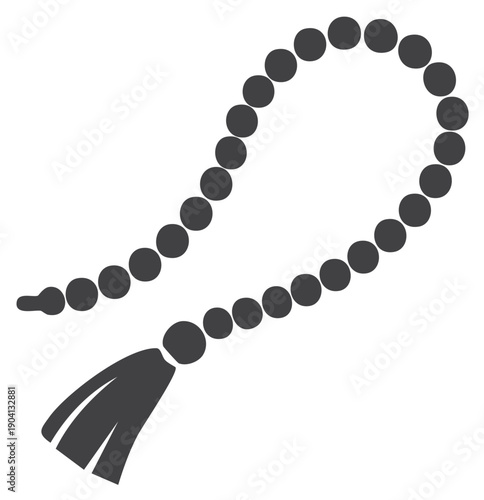 Spiritual Prayer Beads Icon with Tassel for Devotion and Meditation Vector Illustration