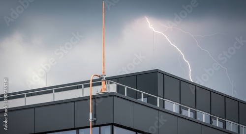 Lightning Strike on Modern Building.