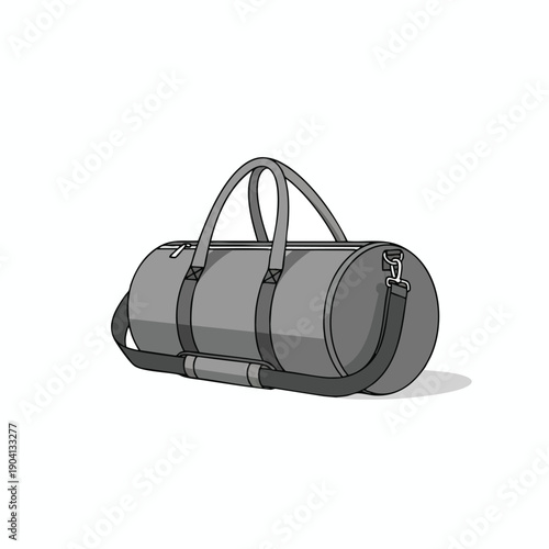 Gray Duffel Bag Illustration