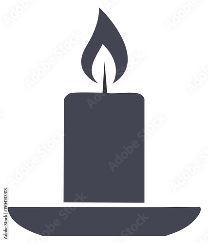 Stylized dark grey burning candle icon, featuring a warm flame and simple holder design